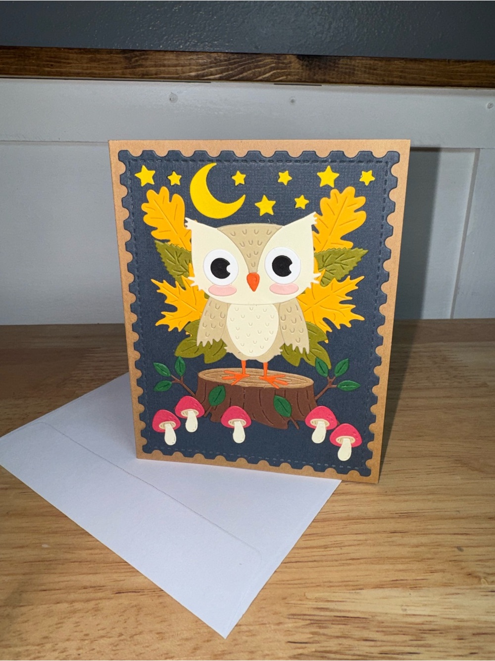 Fall Owl Mushrooms Any Occassion Card– Handmade Greeting Card